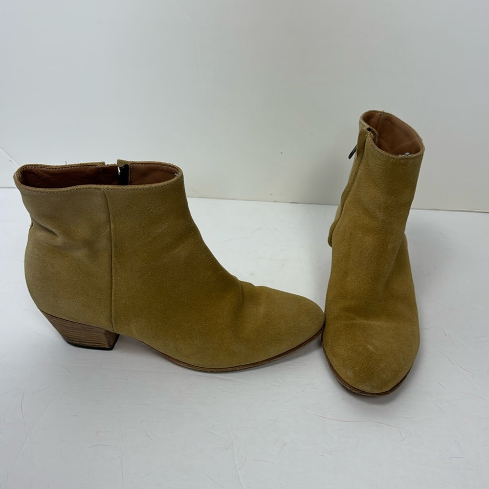 Woman By Common Projects Zip Ankle Boots Booties Suede Tan Cream 40‎ Made Italy